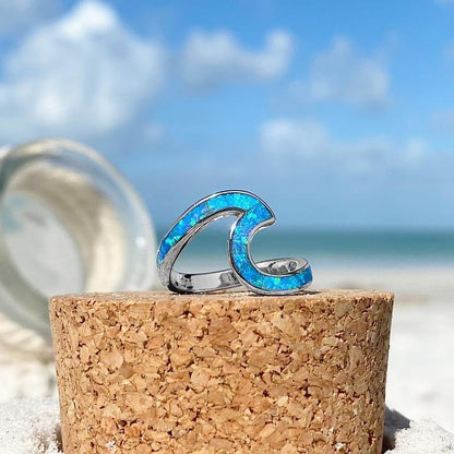 Sea Wave Ring in Opal and Silver | Sustainable Ocean-Inspired Jewelry