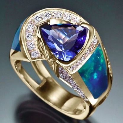 Vintage Ocean Blue Crystal Ring | Sustainable Ocean-Inspired Jewelry