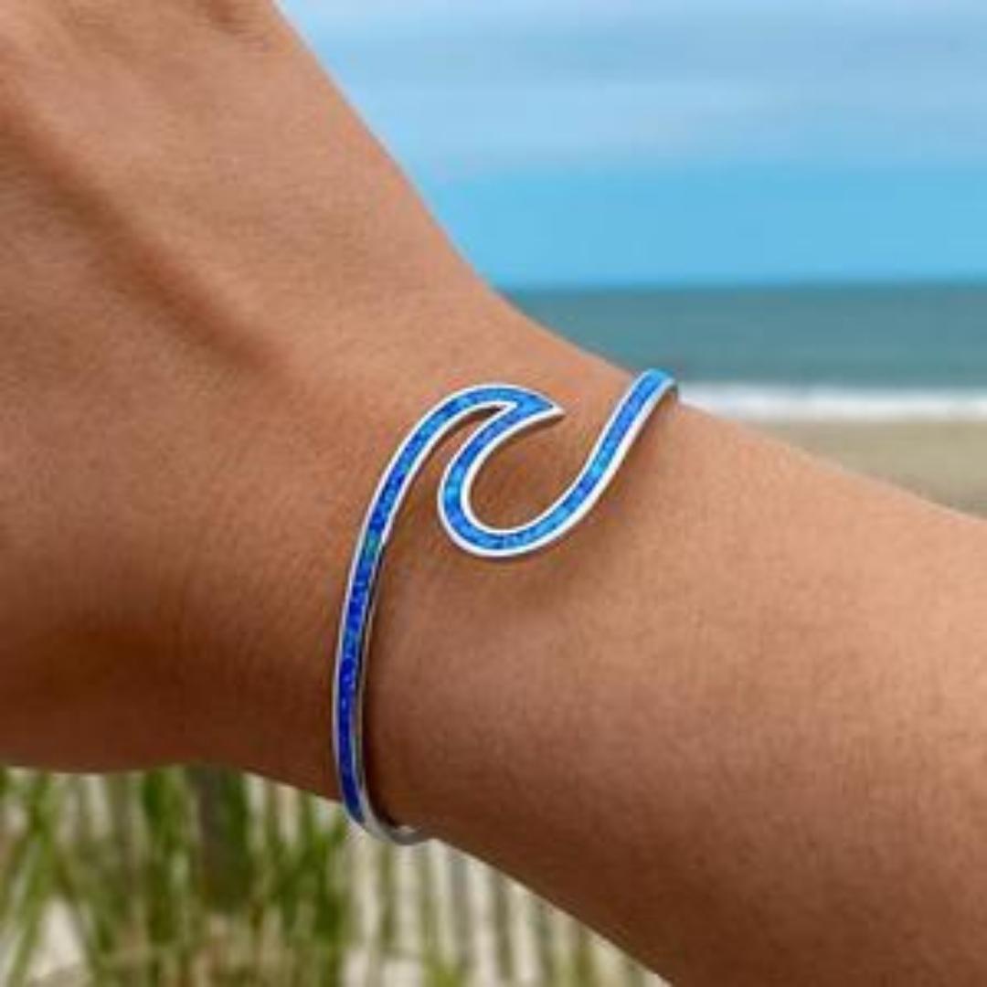 Sea Wave Opal Bracelet in Silver | Sustainable Ocean-Inspired Jewelry
