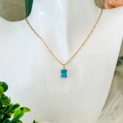 Emerald Cut Charm Necklace