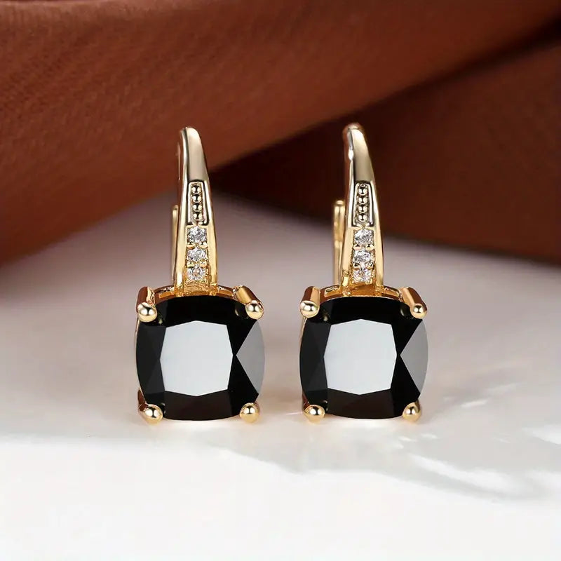 Mystic Sapphire Stone Hoop Earrings | Gold