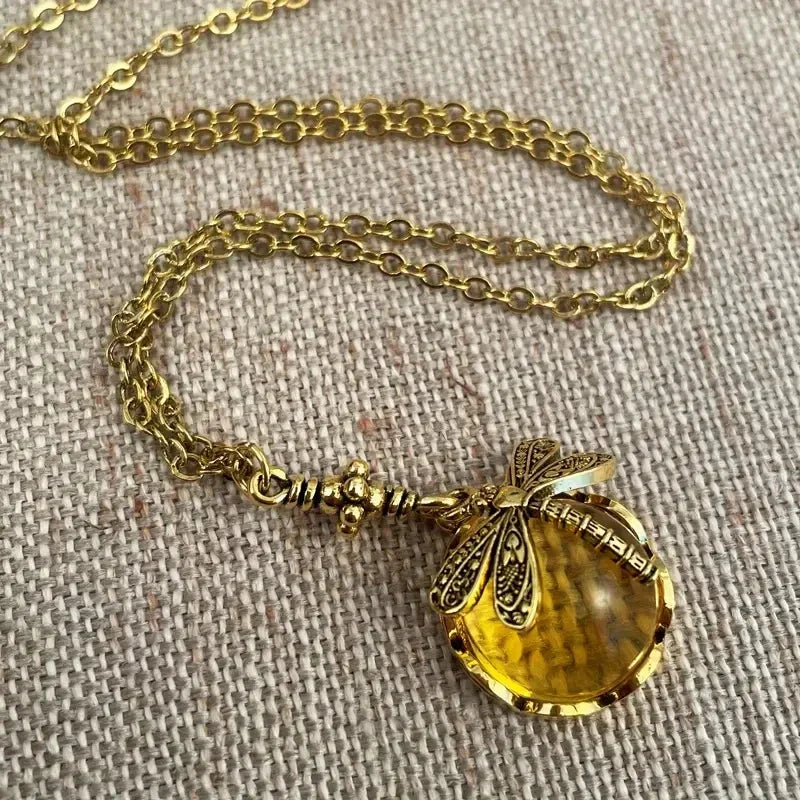 Vintage Gold Dragonfly Pendant Necklace