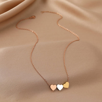 Triple Heart Necklace in Gold