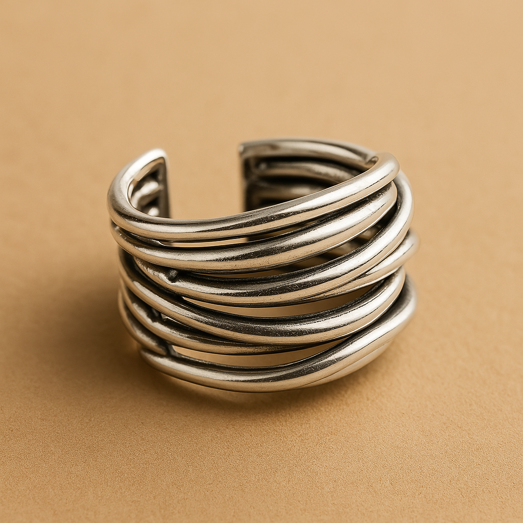 Silver Adjustable Layered Ring