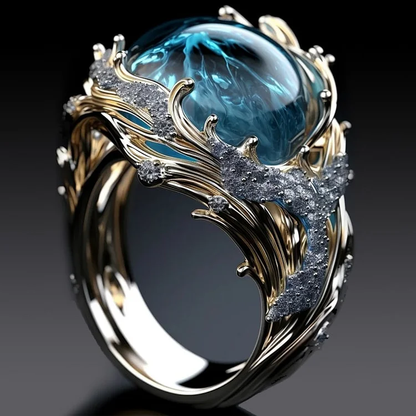 Vintage Ocean Crystal Ring | Sustainable Ocean-Inspired Jewelry