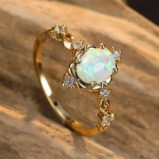 Handcrafted Gold Opal Gemstone Ring