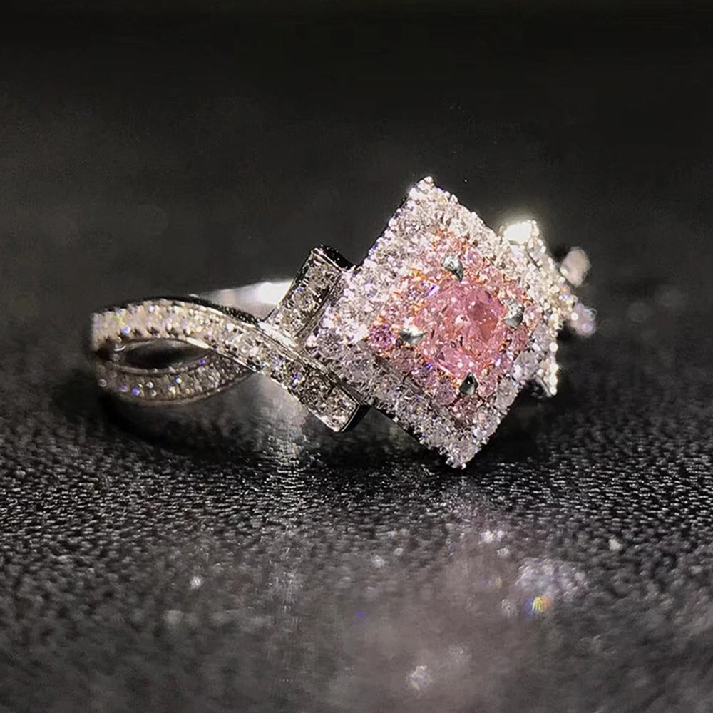 Vintage Pink Diamond & Crystal Ring
