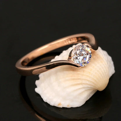 Vintage Rose Gold Solitaire & Round Diamond Ring