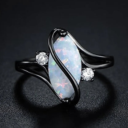 Vintage Black & Opal Twist Ring