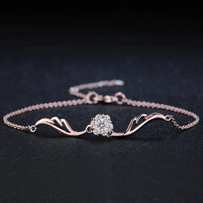 Classic Rose Gold Sparkling Crystal Flower Bracelet