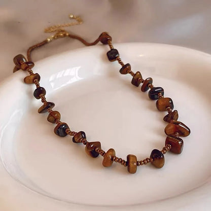 Vintage Brown Tiger Eye Stone Necklace