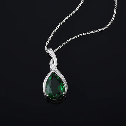 Silver Green Crystal Pendant Necklace