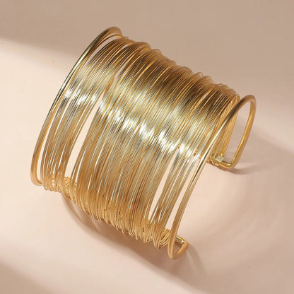 Gold Coil Wire Cuff Open Bracelet