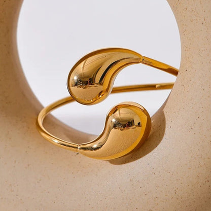 Gold Abstract Drop Cuff Adjustable Bracelet