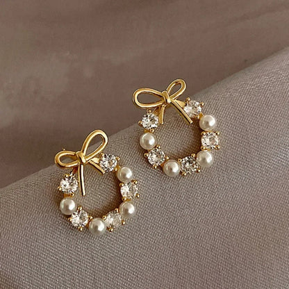 Vintage Pearl & Crystal Hoop Earrings