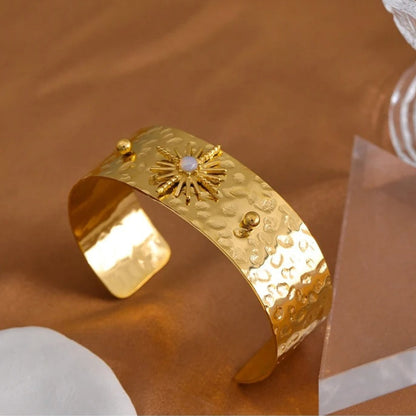Vintage Gold Sunburst Cuff Bracelet