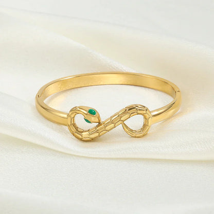 Gold Serpent Infinity Bangle Bracelet