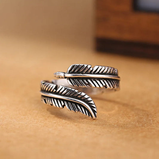 Vintage Silver Adjustable Leaf Ring