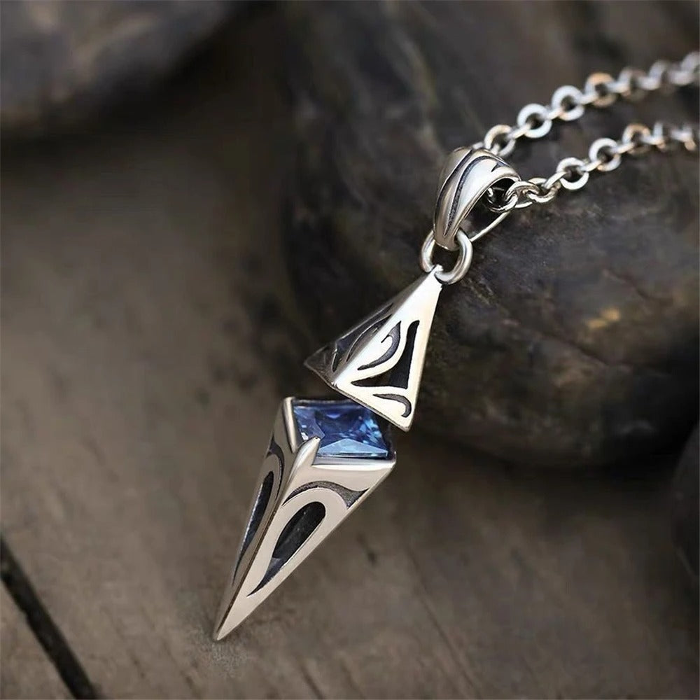 Vintage Blue Gem Spike Necklace